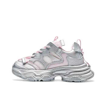 Kappa Back to Back Anti Slip Wear Resistant Low Top Chunky Sneakers Women's Silver Pink