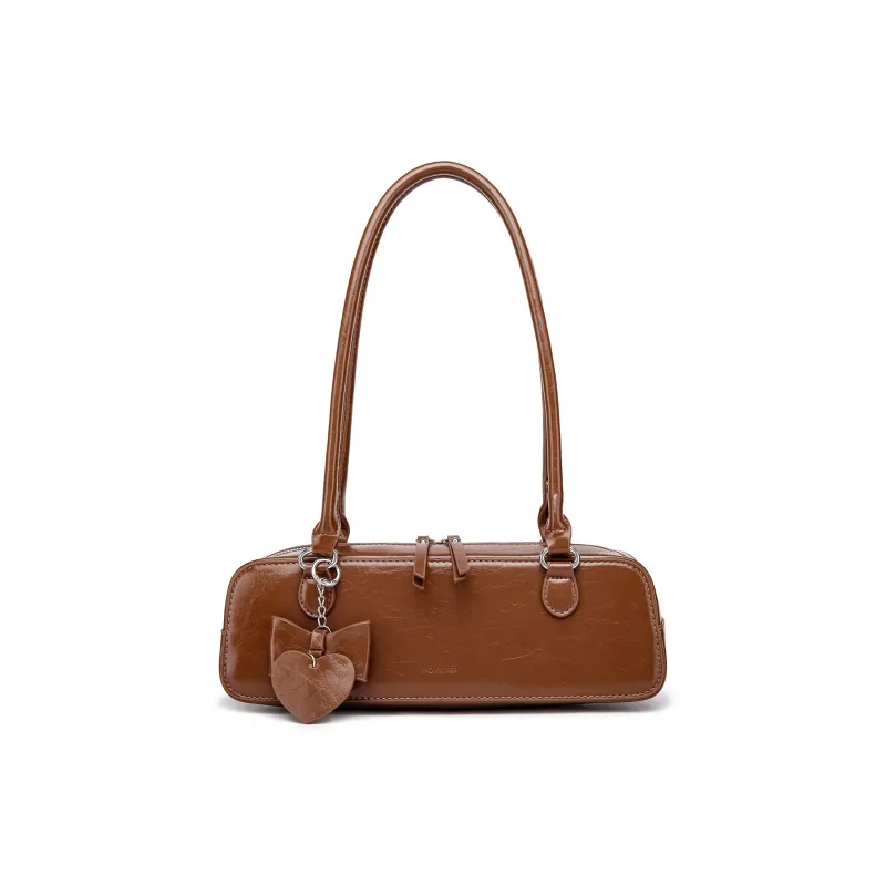 FAIRWHALE PU Shoulder Bag Women's Chestnut Brown/Burgundy-0