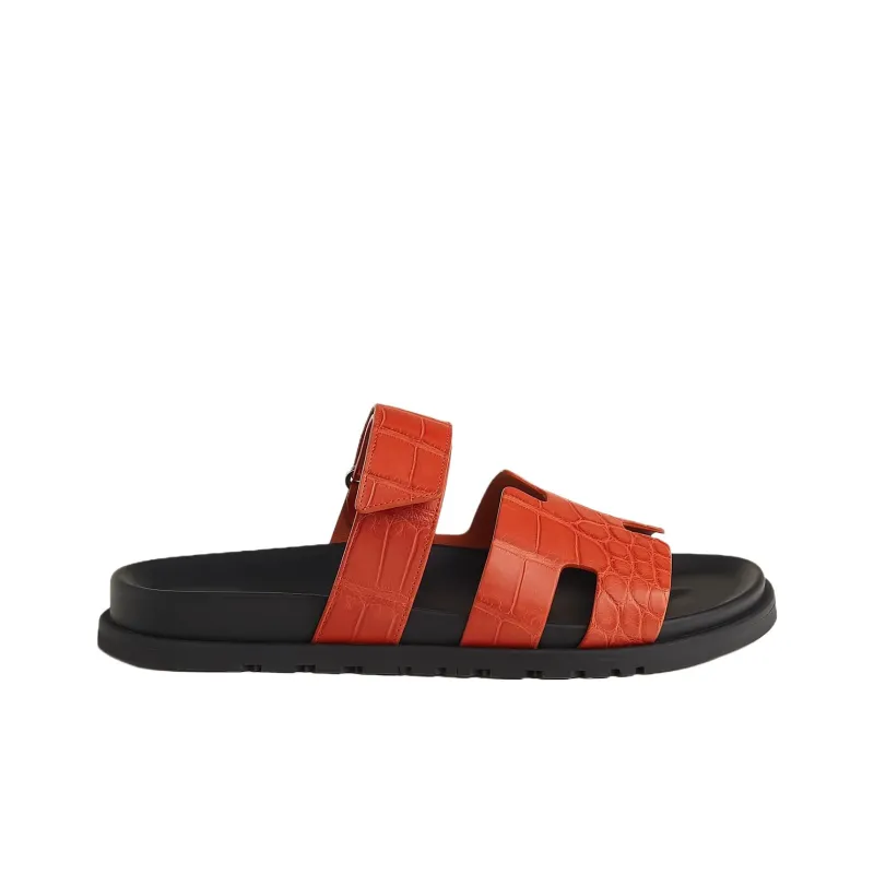 HERMES Chypre Slide Slippers Men's Orange-1