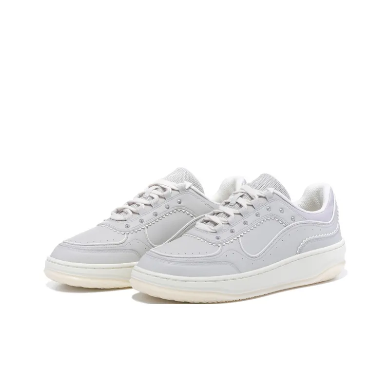 LI-NING 1990 Classic Collection Coverage Cushioning Low-Top Skateboard Shoes Women's Drip Gray-2