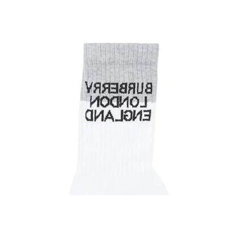 Burberry Logo Intarsia Technical Stretch Cotton Socks 'White'-2
