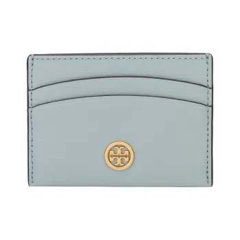 TORY BURCH Robinson Leather Card Holder Women's Gray