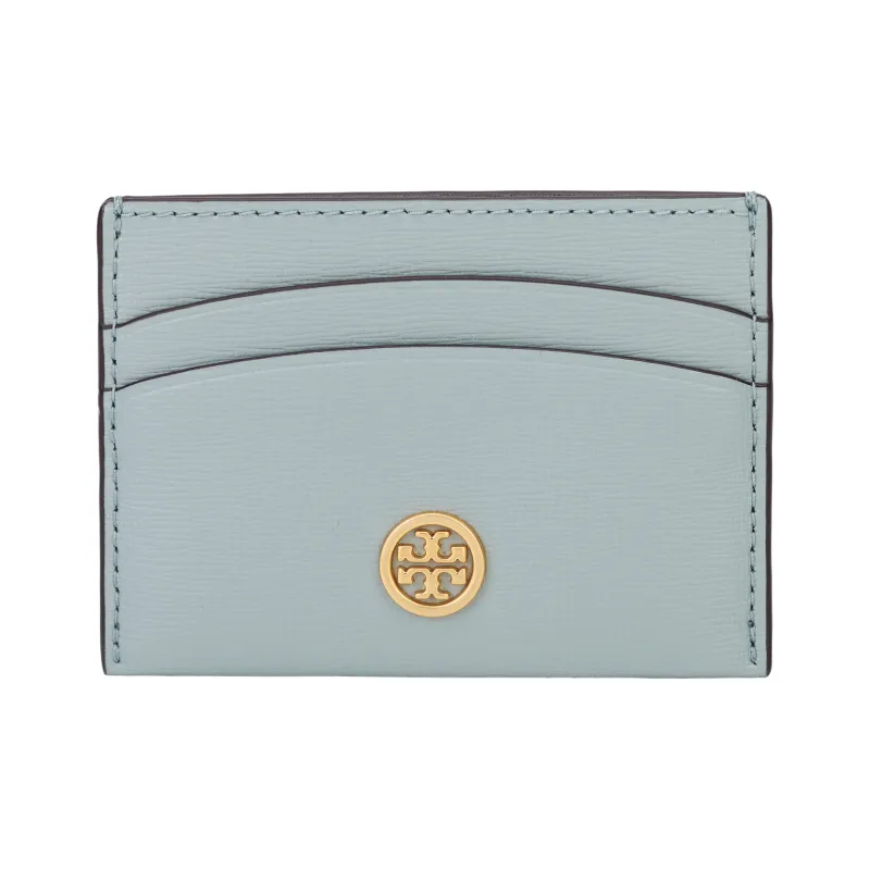 TORY BURCH Robinson Leather Card Holder Women's Gray-0