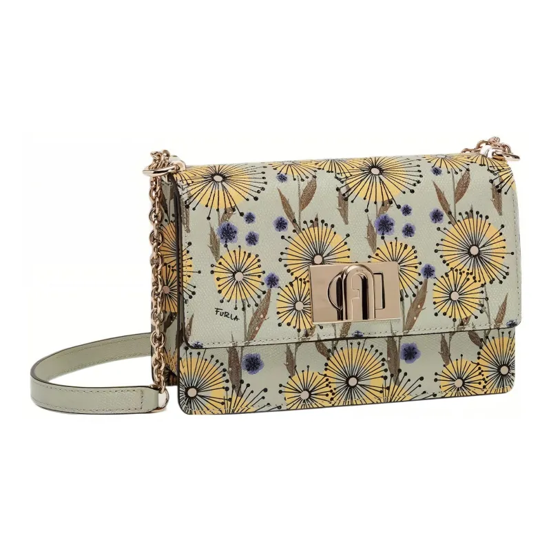 Furla 1927 Collection Leather Shoulder Bag, Crossbody Bag Mini Women's Pearl White Multicolor-1