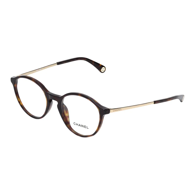 CHANEL Acetate Irregular Shape Eyeglass Frames Unisex Tortoiseshell-0