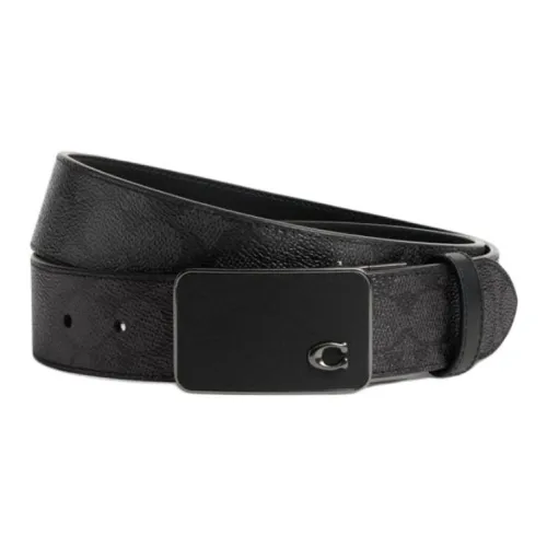 COACH Artificial Leather With Cow Leather Belts Unisex Carbon Gray/Black Width 3.8CM