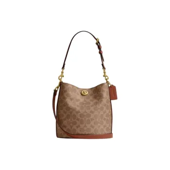 COACH Willow Artificial Leather Bucket Bags Crossbody Bag Shoulder Bag Small Size Women's Brown Yellow & Caramel