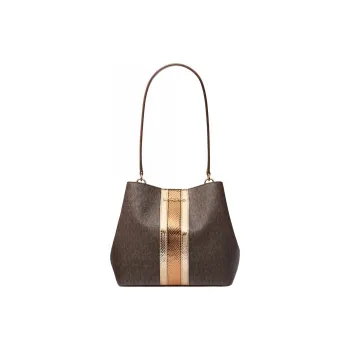 MICHAEL KORS Coated Canvas Handbag, Shoulder Bag Medium Size Women's Brown