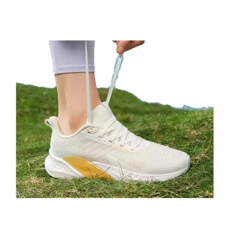 361° Volcano SE Anti Slip And Wear Resistant Breathable Low Top Running Shoes Women's White Yellow-5