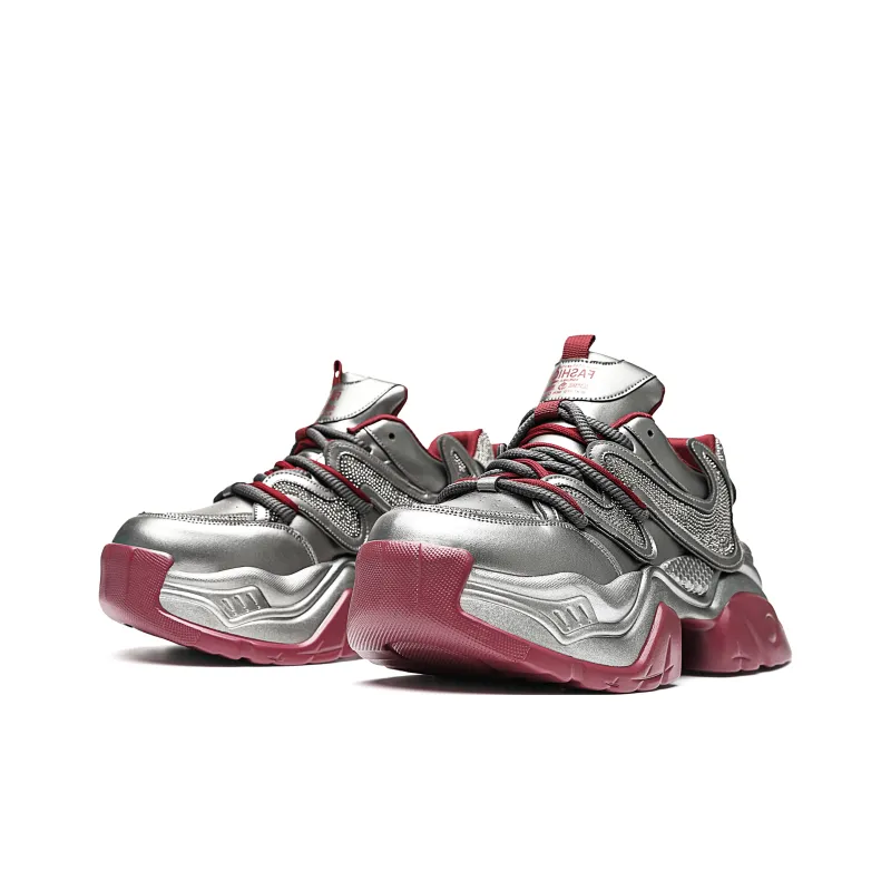 MVA Low Top Chunky Sneakers Unisex Silver-3