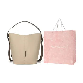 MEXICAN Cow Leather Bucket Bags Shoulder Bags Handbags Crossbody Bags Medium Size Women's Ecru/Khaki