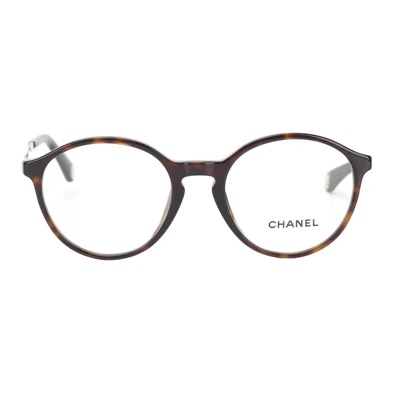 CHANEL Acetate Irregular Shape Eyeglass Frames Unisex Tortoiseshell-1
