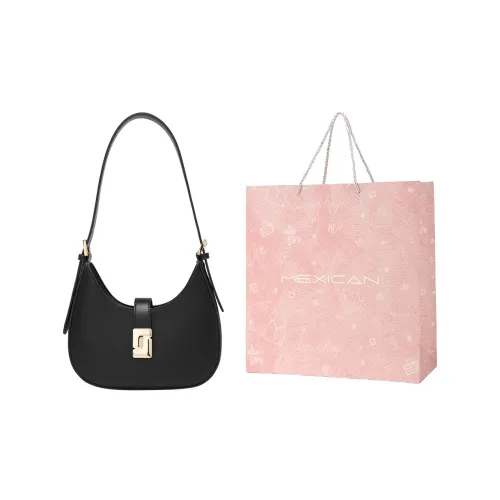 MEXICAN Polyurethane Leather Shoulder Bag Crossbody Bag Small Size Women's Black/Apricot/Ecru