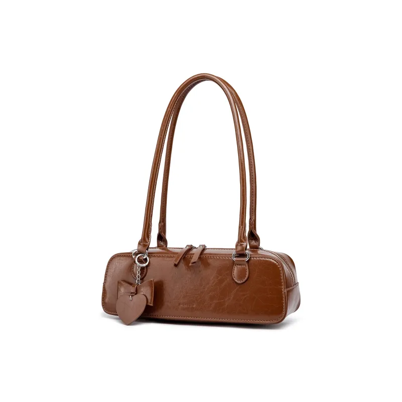 FAIRWHALE PU Shoulder Bag Women's Chestnut Brown/Burgundy-1
