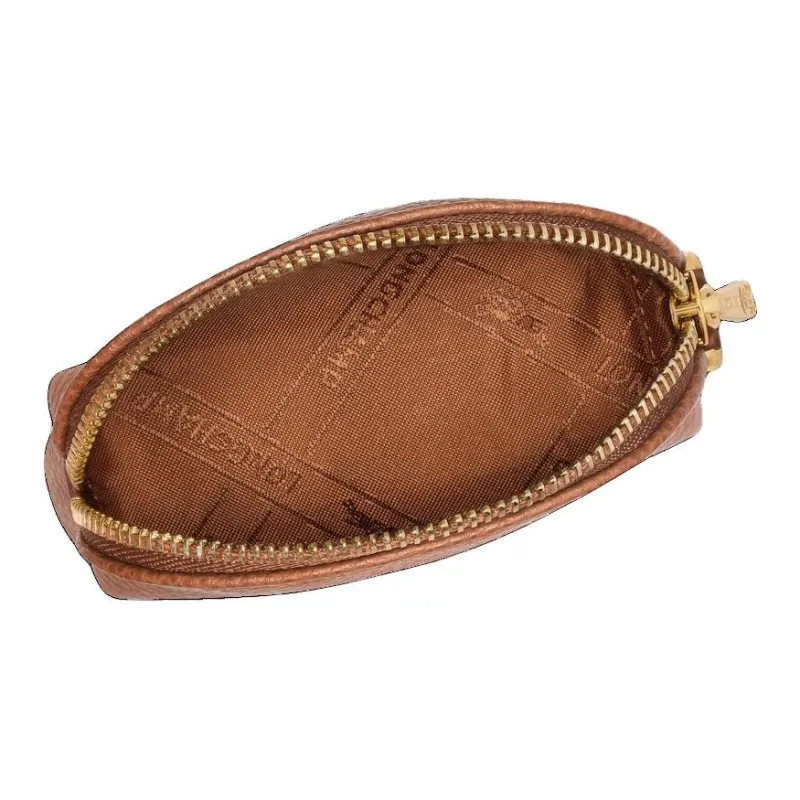 LONGCHAMP Le Foulonné Grain Cow Leather Wallet Coin Purse Women's Brown-2