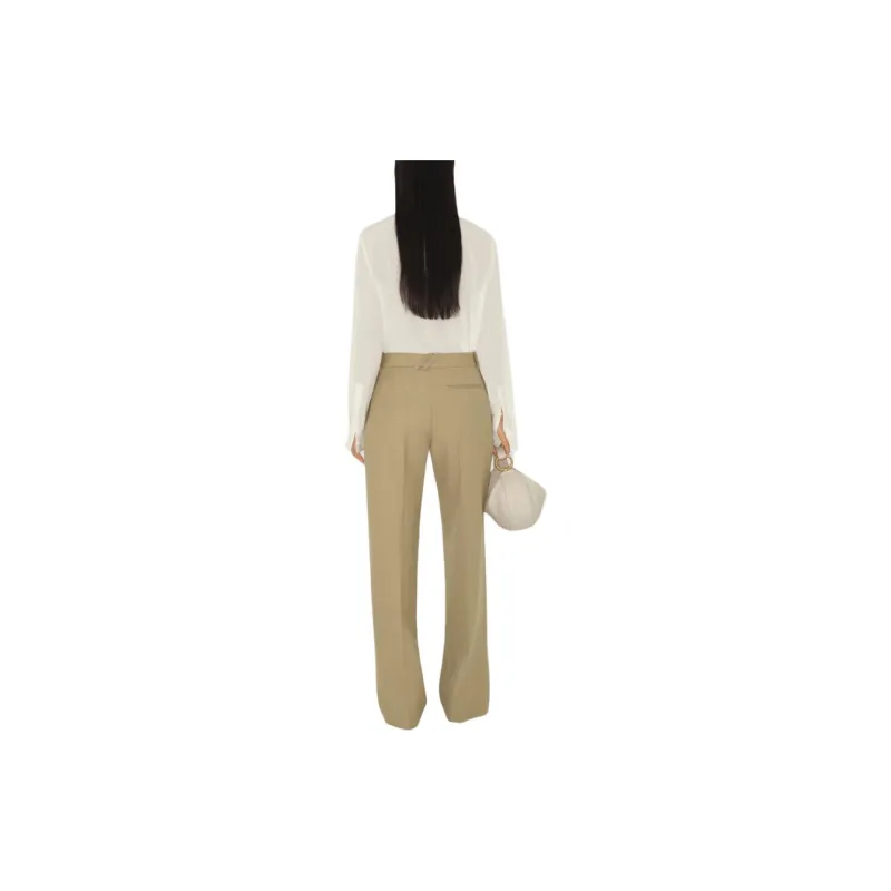 Burberry Wool Tailored Trousers Casual Pants Women's Khaki-2