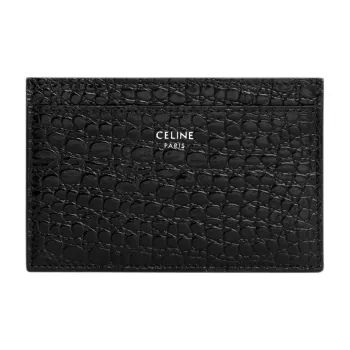 CELINE Calfskin Card Holder Card Holder Men's Black