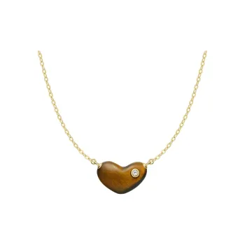 HEFANG Tableware 925 Sterling Silver Sweetheart Bean Collarbone Chain Women's Cocoa Brown