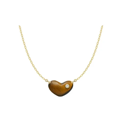 HEFANG Tableware 925 Sterling Silver Sweetheart Bean Collarbone Chain Women's Cocoa Brown