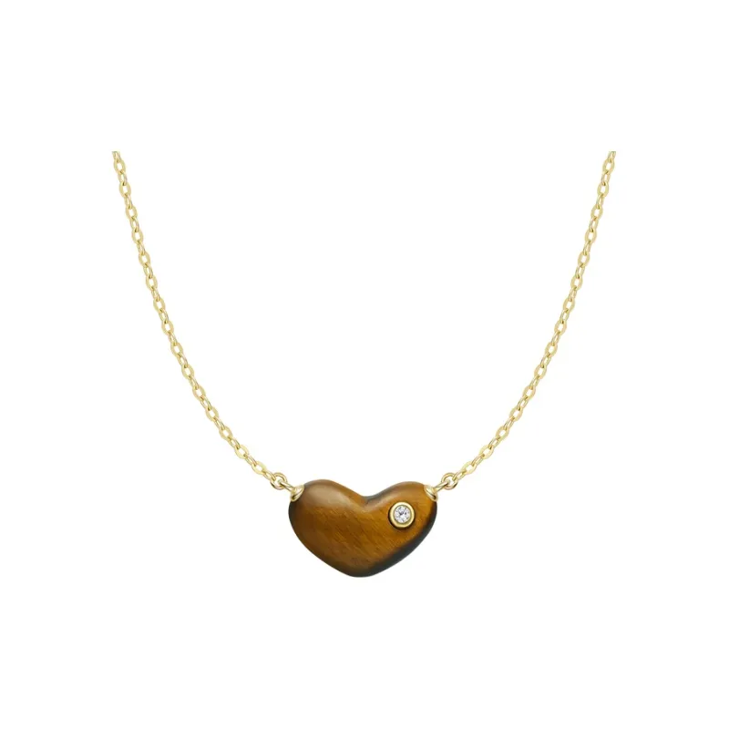 HEFANG Tableware 925 Sterling Silver Sweetheart Bean Collarbone Chain Women's Cocoa Brown-0