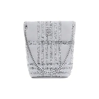 Burberry Lola Lola Bag Cotton Canvas With Sheepskin Bucket Bags Shoulder Bags Handbags Small Size Women's