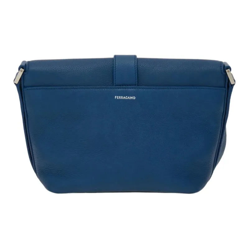 FERRAGAMO Cow Leather Messenger Bag Shoulder Bag Crossbody Bag Men's Teal-3