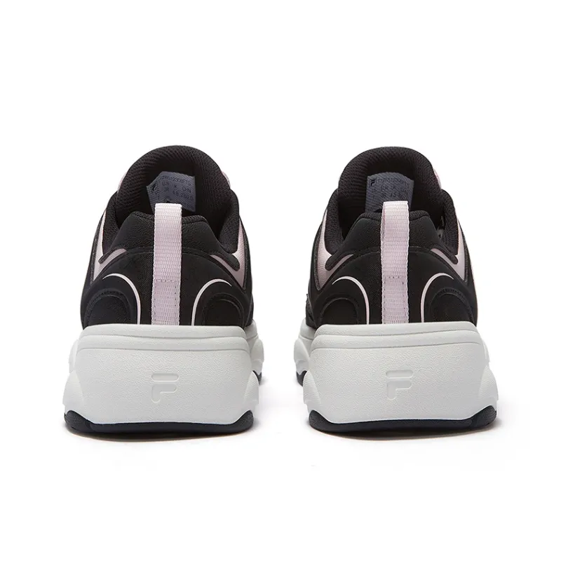FILA FUSION WINDROUND DX Dancing Longboard Shoes Slip Resistant Cushioning Low Top Skateboard Shoes Women's Black White-3