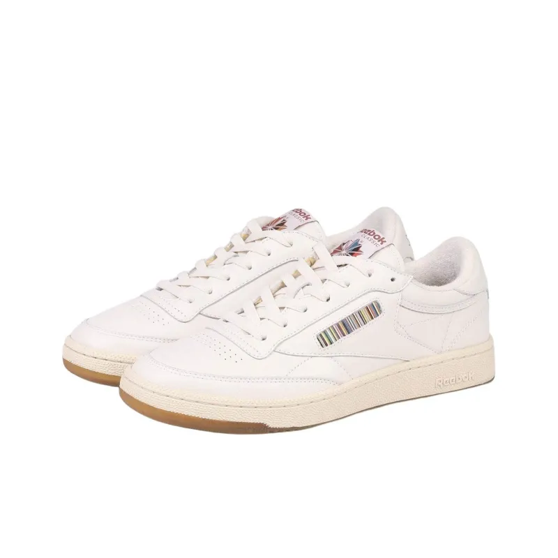 Paul Smith x Reebok CLUB C 85 VINTAGE Anti-Slip Wear-Resistant Low-Top Skateboard Shoes Unisex Gray White-1