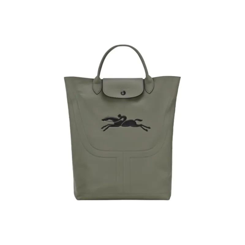 LONGCHAMP Cow Leather Tote Bag Shopping Bag Handbag Medium Size Women's Khaki-0