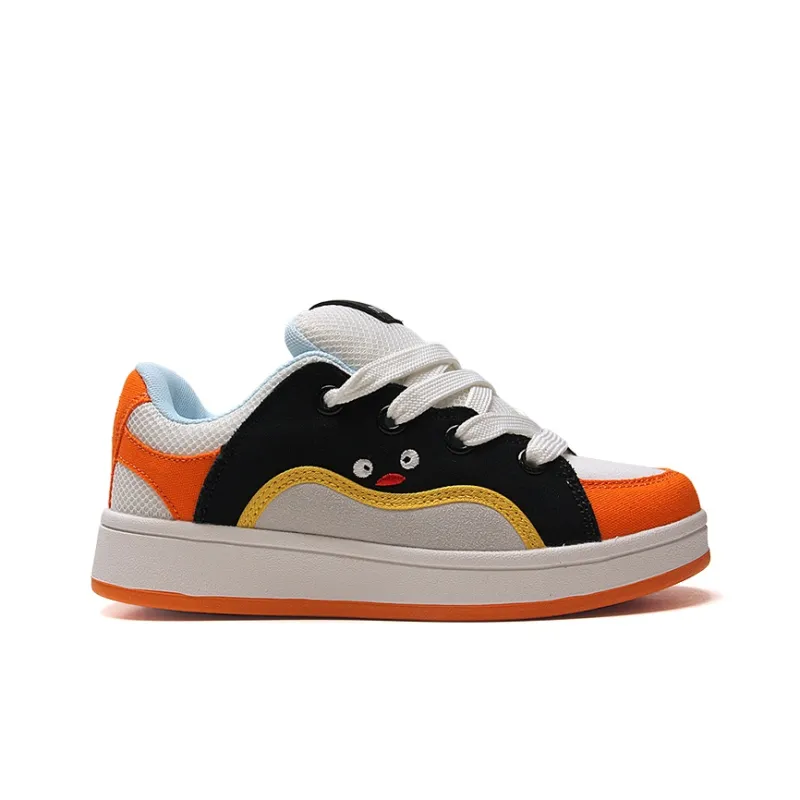 STUR YSN Wear resistant And Lightweight Low Top Skateboard Shoes Unisex White Orange Black-1