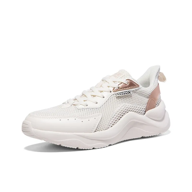 361° Cushioning Wear Resistant Low Top Casual Shoes Women's White Liquid Gold-2