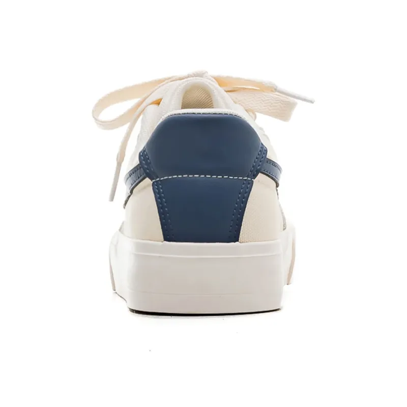 Warrior Wear resistant And Lightweight Low Top Canvas Shoes Unisex Beige Dark Blue-4