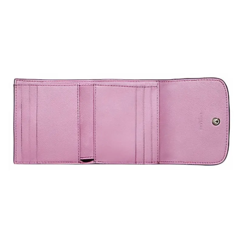 COACH Cross Grain Leather Card Holder, Coin Purse, Wallet Mini Women's Light Purple-1