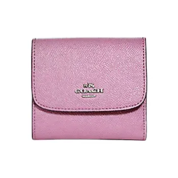 COACH Cross Grain Leather Card Holder, Coin Purse, Wallet Mini Women's Light Purple