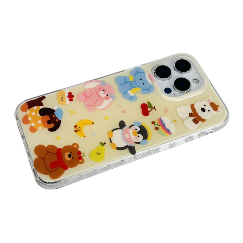 Wei Xin Acrylic Material Cake Fruit Penguin Stand Phone Cases Compatible With IPhone 16/15 Pro Max/Apple 13/14 Pro/Max-7