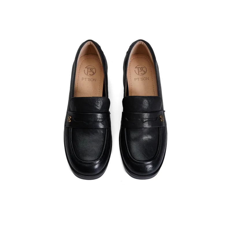 PT'SON Loafers 4.4cm Women's Black-3