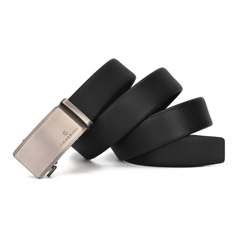 CHARRIOL Cow Leather Leather Belts Men's Black 3.5cm-3