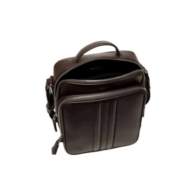 BALLY Cow Leather Crossbody Handbags Men's Ebony-2