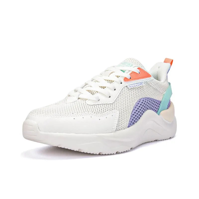361° Cushioning Wear Resistant Low Top Casual Shoes Women's White Purple Gray-2