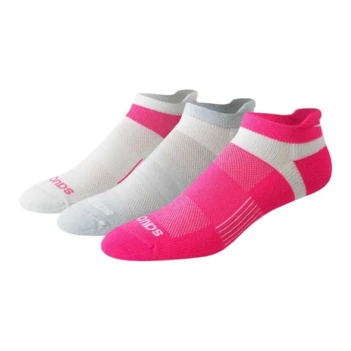 Saucony Inferno Cushioned No Show Tab RunDry Airmesh Ankle Socks Unisex 3 Pack Pink