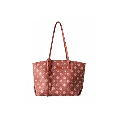 Vigno Synthetic Leather One Shoulder ALM tote Bag, Shopping Bag Regular Women's Brick Red