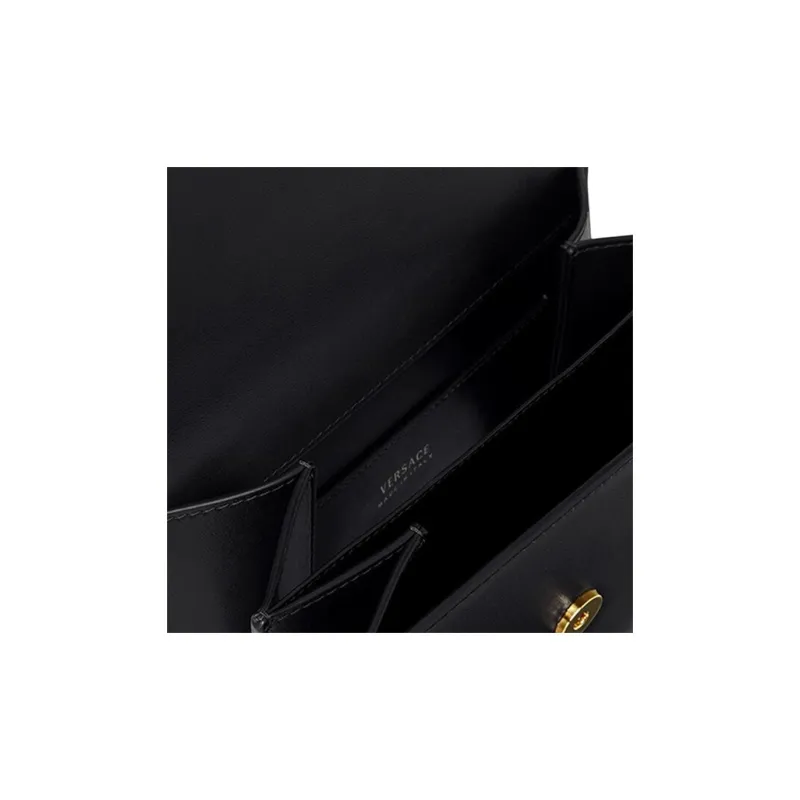 FANSIZHE VERSACE Cow Leather Crossbody One Shoulder Handbags Small Size Women's Black-5