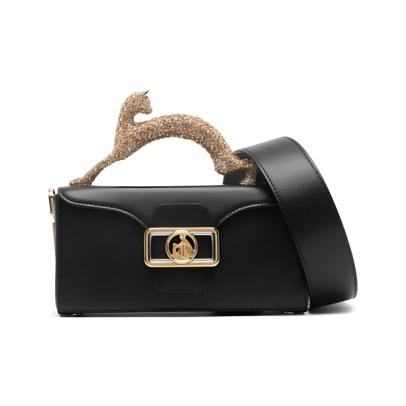 Lanvin Calfskin Shoulder Bag Crossbody Bag Handbag Small Size Women's Black-1