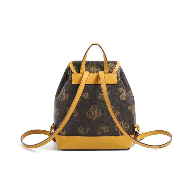 COOGI Synthetic Leather Backpack Regular Women's Khaki/Coffee/Ecru-7