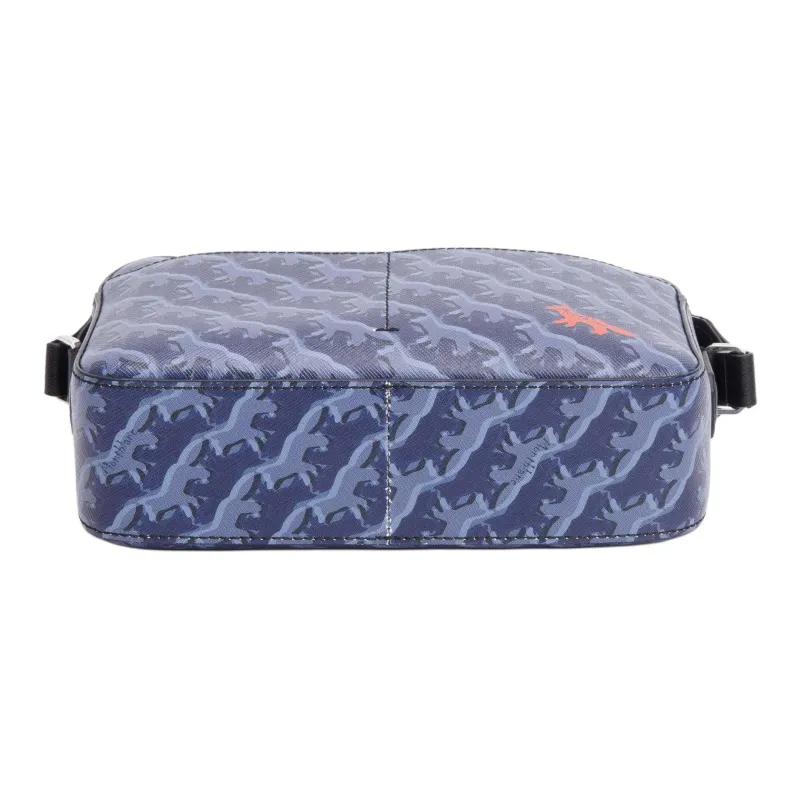 MONTBLANC Maison Kitsune Collaboration Leather Messenger Bag Shoulder Bag Crossbody Bag Men's Blue-6