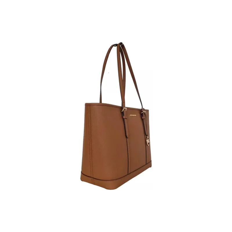 MICHAEL KORS Jet Set Travel Leather Tote Bag, Shopping Bag, Shoulder Bag Women's Caramel Brown-2