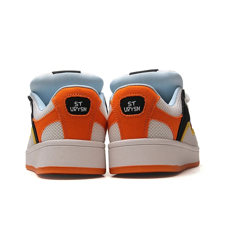 STUR YSN Wear resistant And Lightweight Low Top Skateboard Shoes Unisex White Orange Black-4