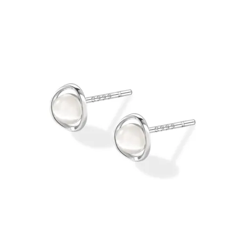 JOLLY NOTE Glass Cat Eye Stud Earrings Women's Good Luck