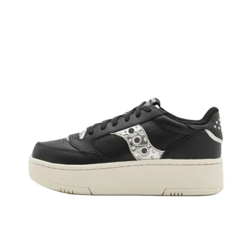 Saucony Jazz Court Breathable Slip-Resistant Low-Top Skateboard Shoes Women's Black Silver