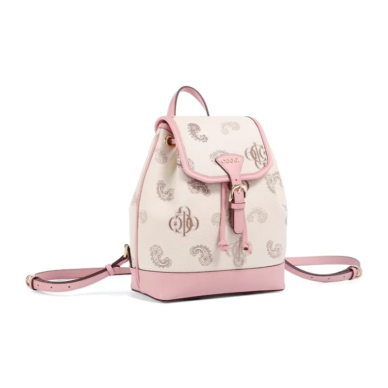 COOGI Synthetic Leather Backpack Regular Women's Khaki/Coffee/Ecru-9